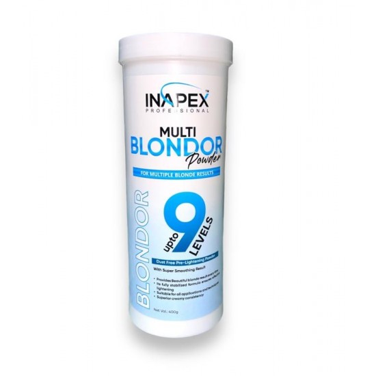 Inapex Professionals MULTI BLONDOR Dust-free Lightening Powder lift up to 9 Levels (400GM) Inapex Professionals MULTI BLONDOR Dust-free Lightening Powder lift up to 9 Levels (400GM)