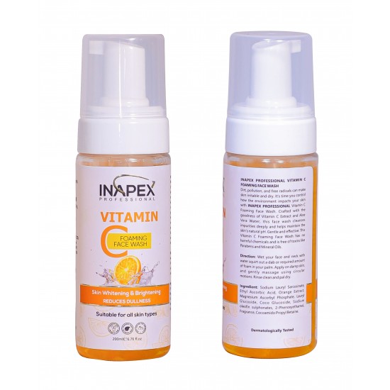 INAPEX Professional Vitamin C foaming Face wash For All skin Types (200ML)