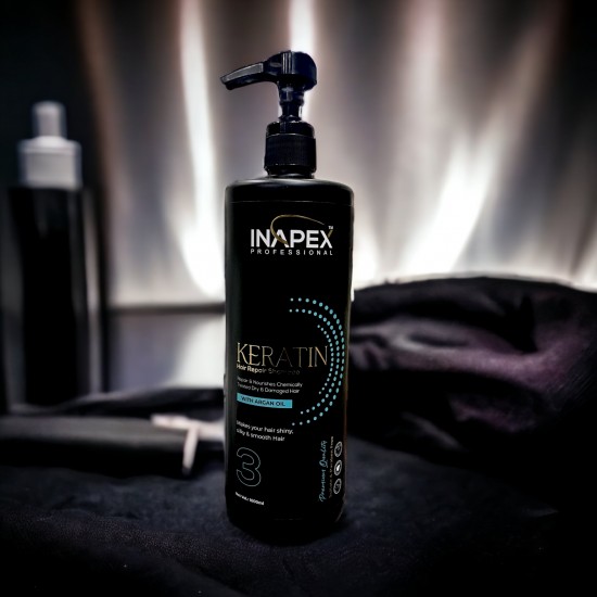 INAPEX Professional Keratin Hair Repair Shampoo With Argan Oil , Dandruff Control (1000 ml)