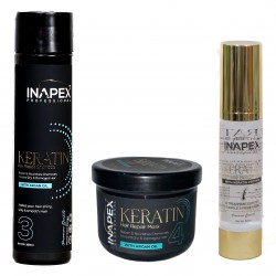 Inapex Professional KERATIN HAIR REPAIR SHAMPOO , MASK & SERUM  Hair Care Combo Kit
